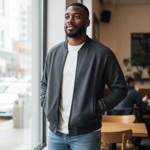 Stone Rose Men’s Performance Bomber Jacket Tech Knit Zip Up Black XL T58221